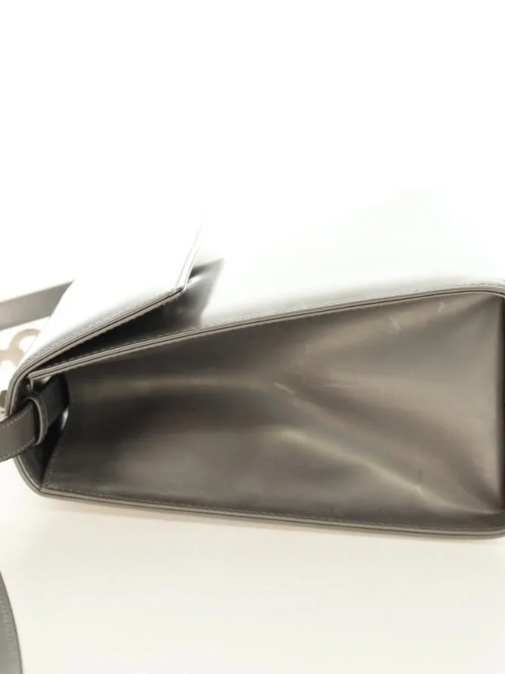 Salvatore Ferragamo Gancini Hand Bag Patent leather 2way Silver Auth 184795V